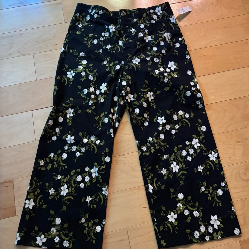 Maeve black Floral Cropped Pants size 34 NWT - Picture 4 of 7